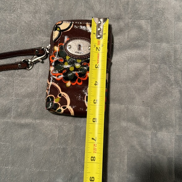 Fossil Key Per Pouch, Wristlet, Floral, Wallet, Brown, Zipper Closure, Boho - Picture 6 of 7